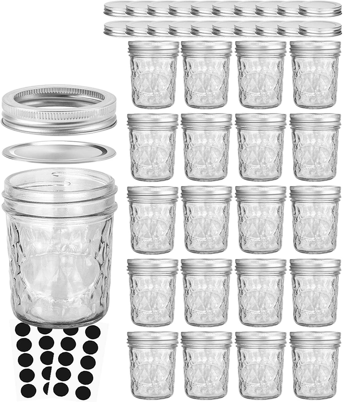 , 20 Pack 6oz Mason Jars Canning Jars Jelly Jars With 20 Lid