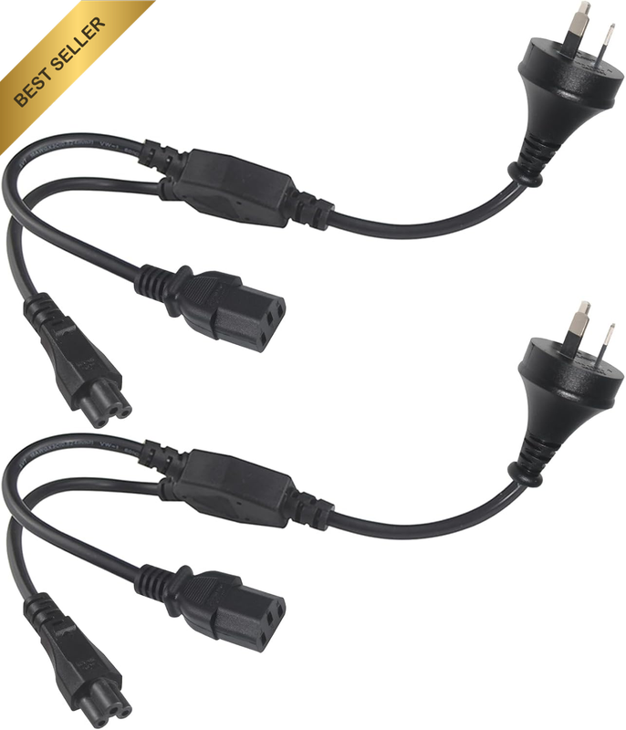 C13 and C5 Y Cable with Aus 3Pin Plug, 1 to 2 Splitter Power Cord IEC Connectors