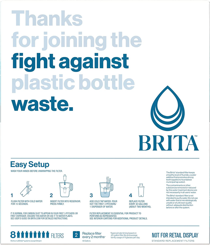 8P BRITA Water Filter Replacement Pitcher Dispensers Quick Purifier for 2 Months