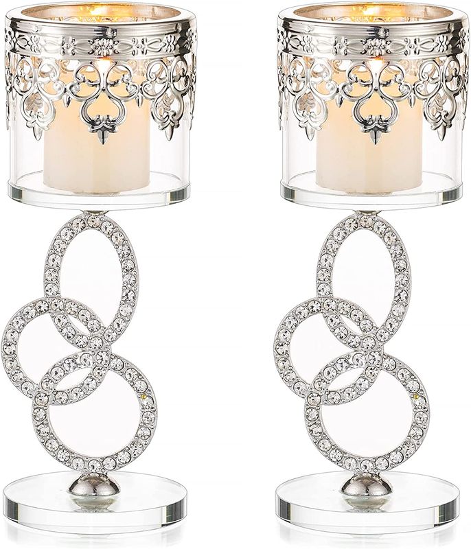 S Silver Candlestick Holders Votive Glass Tealight Holder S