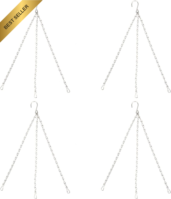 Hanging Chain with Hooks, 4Pcs 304 Stainless Steel Garden Plant Hangers Replacem