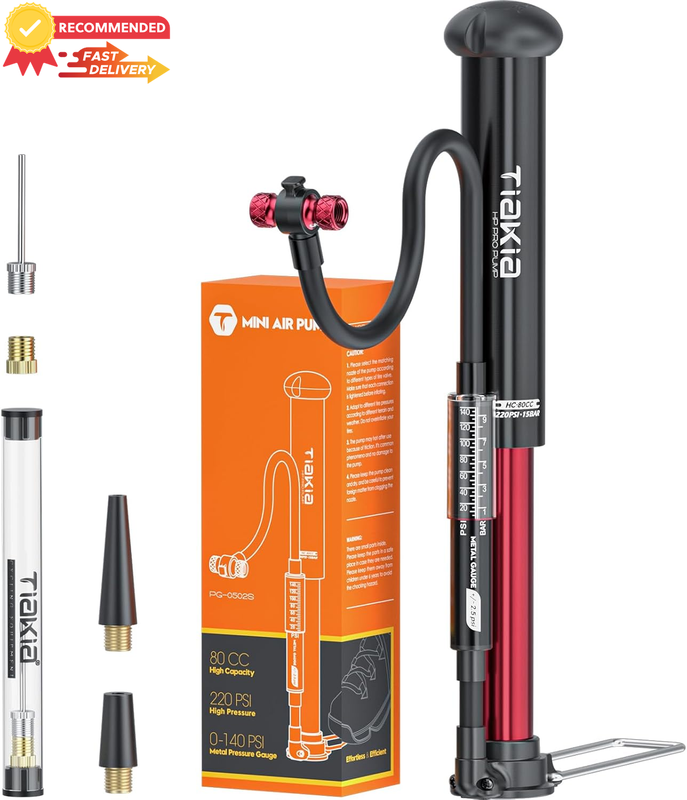 Bike Floor Pump with Gauge, Portable Aluminum High Pressure for Schrader Presta,