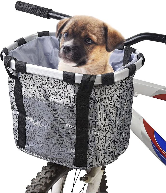 Dog Basket for Bike - Folding Pet Bycicle Carrier Soft-Sided Detachable Front