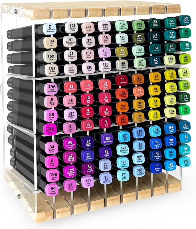 Acrylic Marker Organizer,Desktop Storage Hold 108 Markers, Markers, Pencils, Art