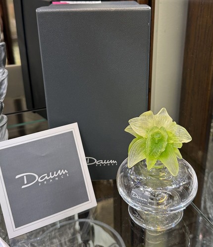 DAUM France Pate De Verre Orchidee Flower Perfume Bottle- New in Box-MINT #572