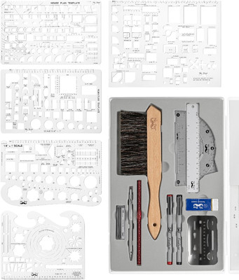 - Architect Set, Professional Geometry Set, 17 Pcs, Compass and Protractor Set, 