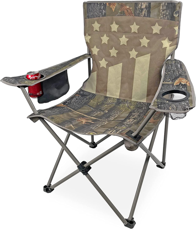 Black Sierra XL Patriotic Camo US American Flag Quad Chair, 