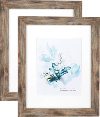  100% Solid Wood Brown 11X14 Picture Frame 2 Pack Display Picture 8X10 Wit