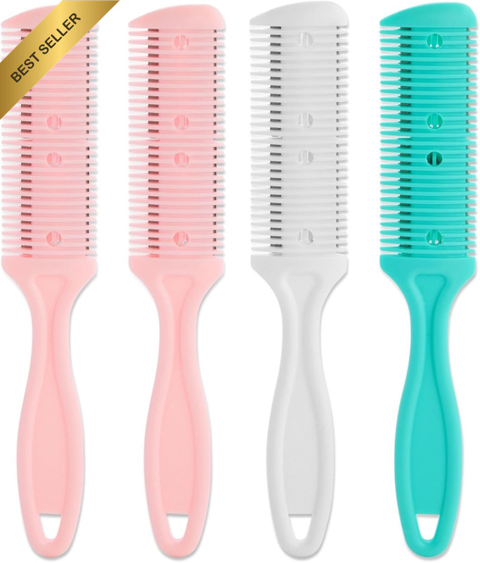 4 Pack Hair Thinning Comb Set, Razor Combs for Women (Assorted Colors, 7.1X1.2 I