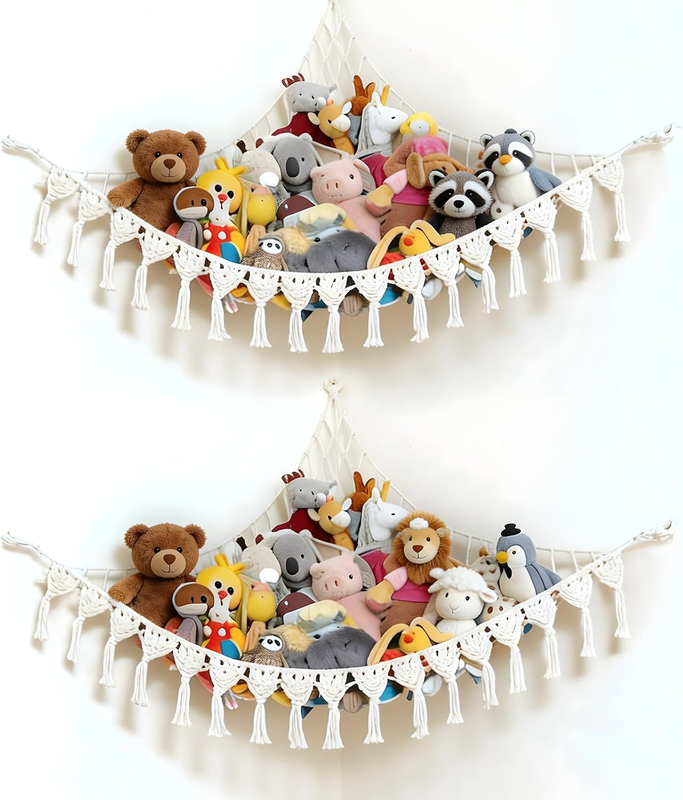 2PCS Toy Hammock, Extra Large 152X114X114Cm Triangular Stuffed Animals Storage P