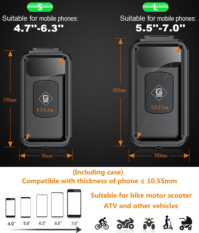Bike Phone Mount Waterproof, Motorcycle Phone Mount with Aluminum Alloy Handleba