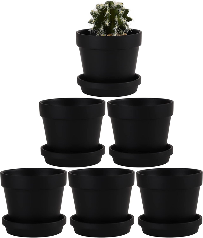 Terra Cotta Pots with Saucer/Ceramic Tray (6-Pack), Large Terr...