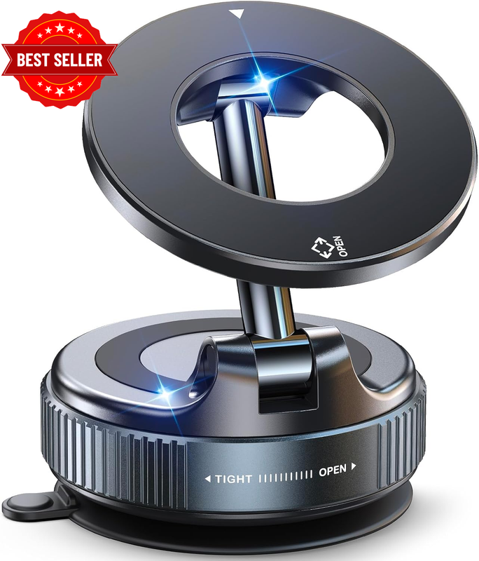 Magnetic Suction Cup Phone Mount for Magsafe, 360° Adjustable Magnetic Car Phone