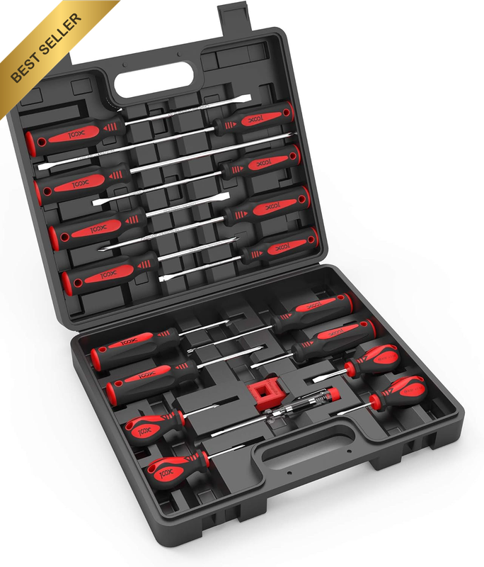 18 PCS Magnetic Screwdriver Set with Case, 7 Phillips and 9 Slotted Tips, Profes