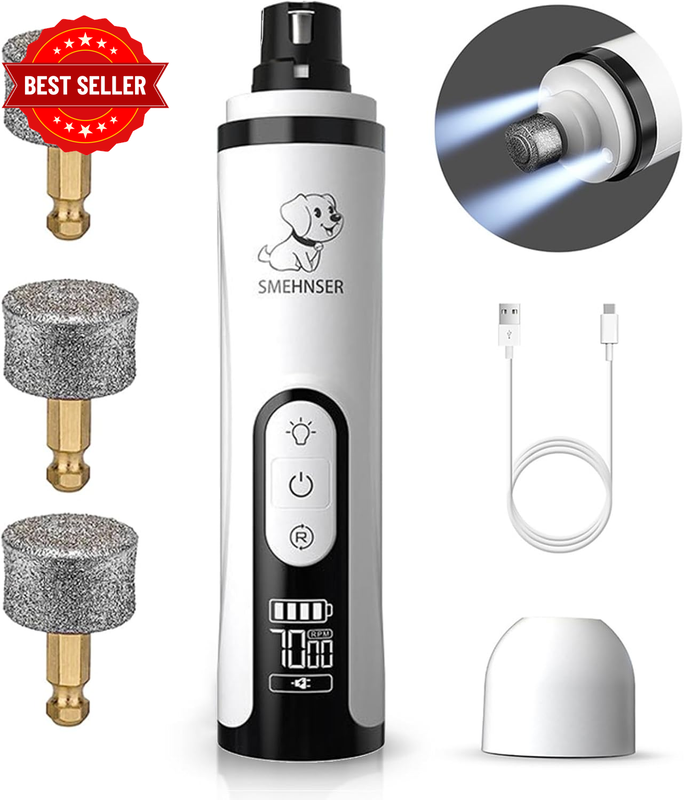 Dog Nail Grinder, 3-Speed Electric Rechargeable Pet Nail Trimmer Painless Paws G