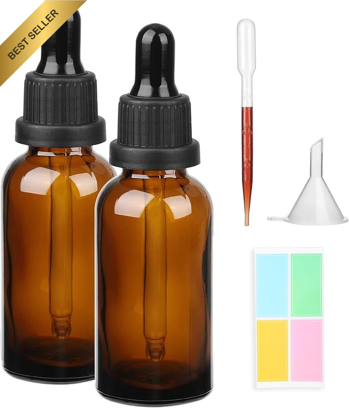 2 Pcs 100Ml Brown Amber Glass Dropper Bottle Refillable