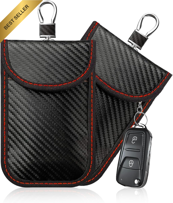 Upgraded Faraday Pouch for Car Keys (2 Pack) with Large Hook - Premium RFID Bloc