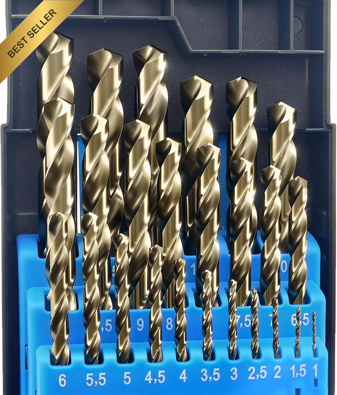 Cobalt Drill Bit Set, 25 Pcs M35 High Speed ​​Steel Twist Drill Bits, Metal Dril