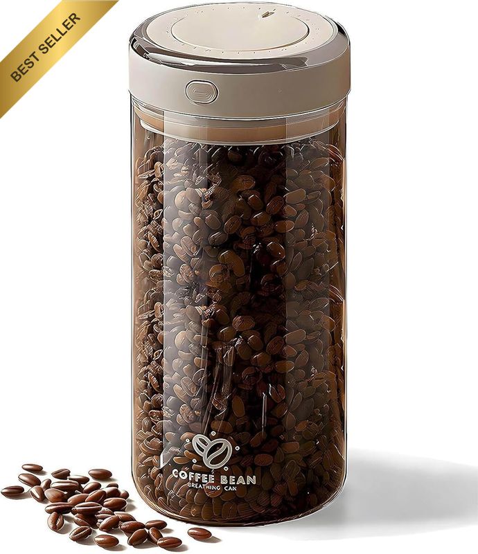 Coffee Bean Storage，Borosilicate Glass Coffee Bean Canister with One-Way Valve A