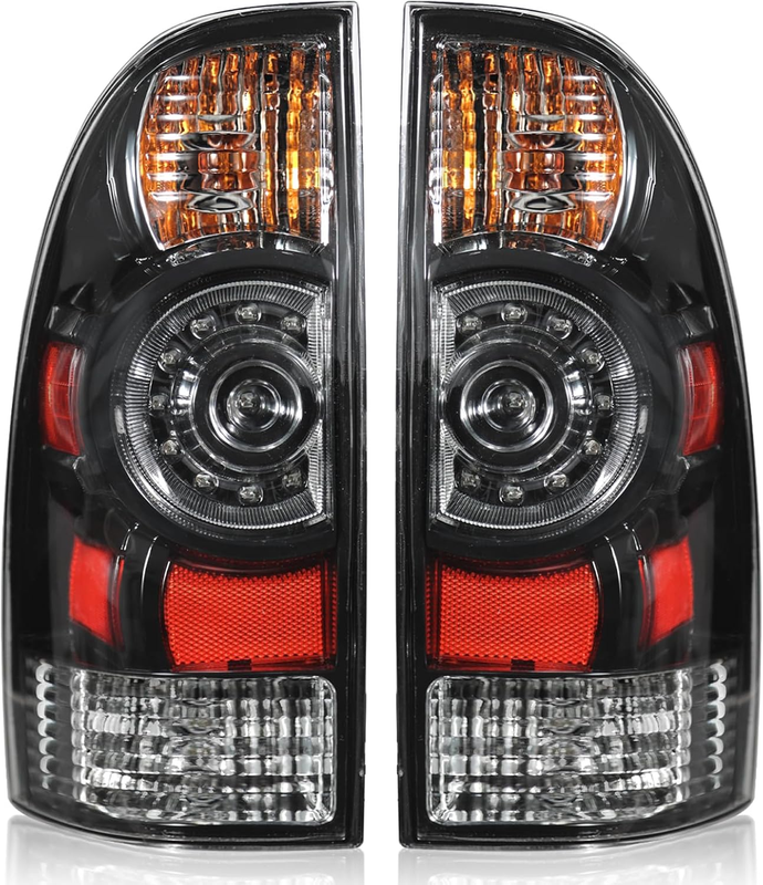 Right Left Black Bezel Red Smoked Tail Light for 2005-2015 Toyota Tacoma Pickup