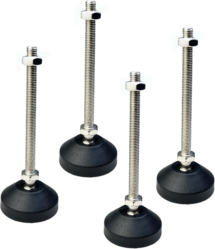Leveling Feet M8 X 4 Inch 4Pcs for Furniture Equipment Anti-Slip Rubber Base