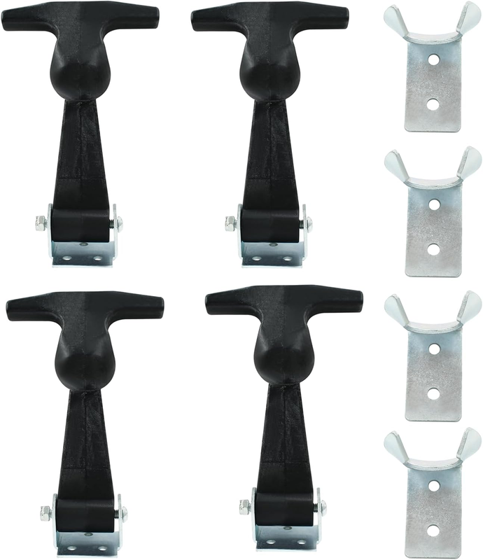 Biaungdo 4 Pcs Rubber Flexible Hood Catch, Black T-Handle Draw Latches