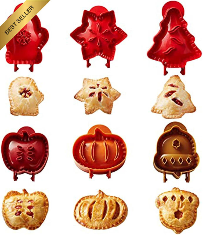 Holiday Mini Pie Mold, Hand Pie Press Mold Maker for Baking, Pumpkin Cookie Cutt