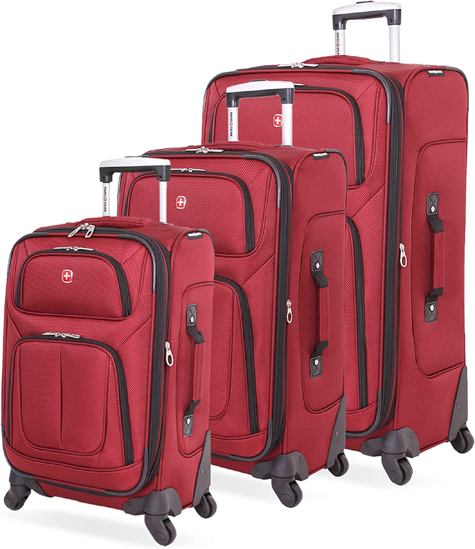Sion Softside Expandable Roller Luggage, Burgundy, 3-Piece Set (21/25/29)
