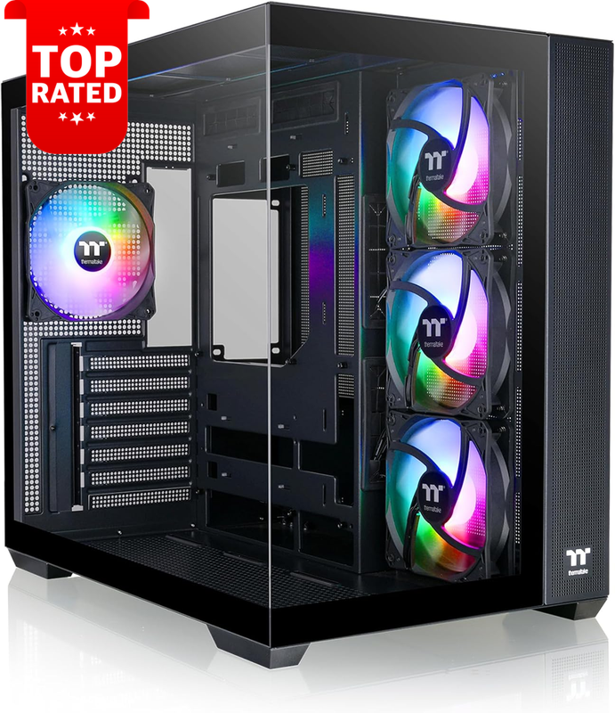 View 380 Black Tempered Glass ARGB Mid Tower PC Case CA-1Z2-00M1WN-00