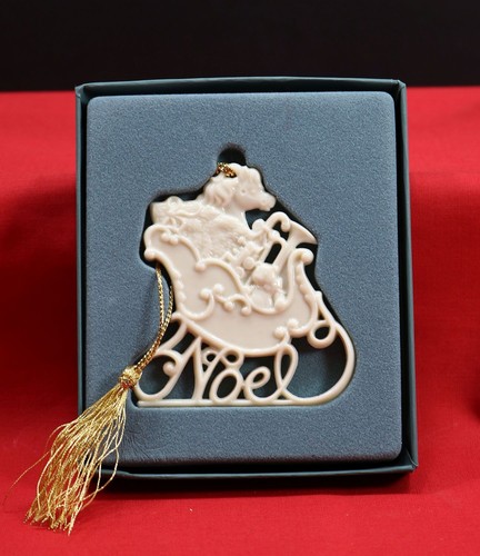 Vintage Lenox Porcelain "Holiday Wishes Noel Sleigh" Christmas Ornament w/ Box