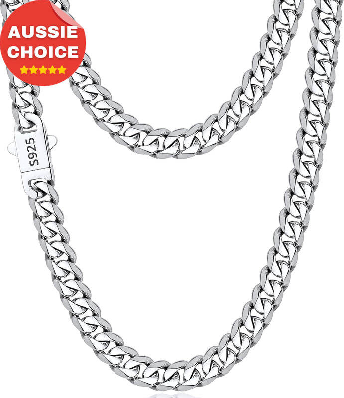 7mm 925 Sterling Silver Miami Cuban Link Chain Necklace Men Gold Plated 18 In