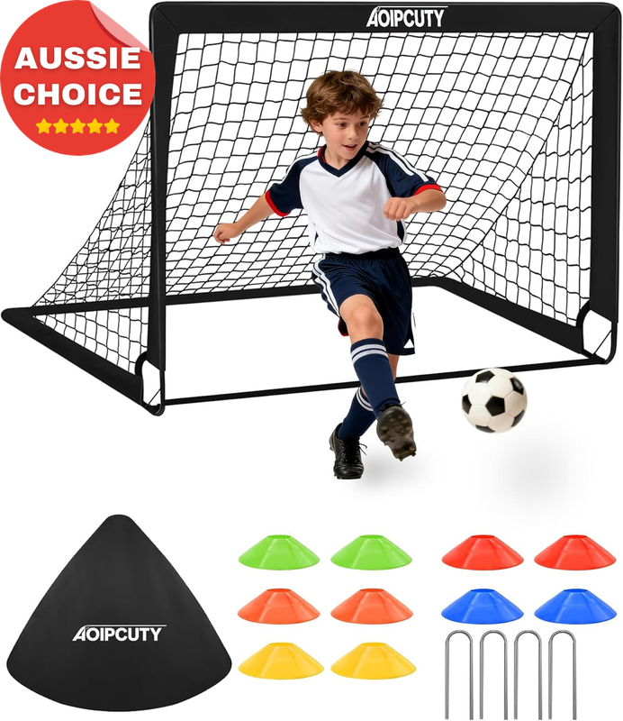 Kids Portable Soccer Goal 120x90Cm Backyard Training Equipment Pop Up Net