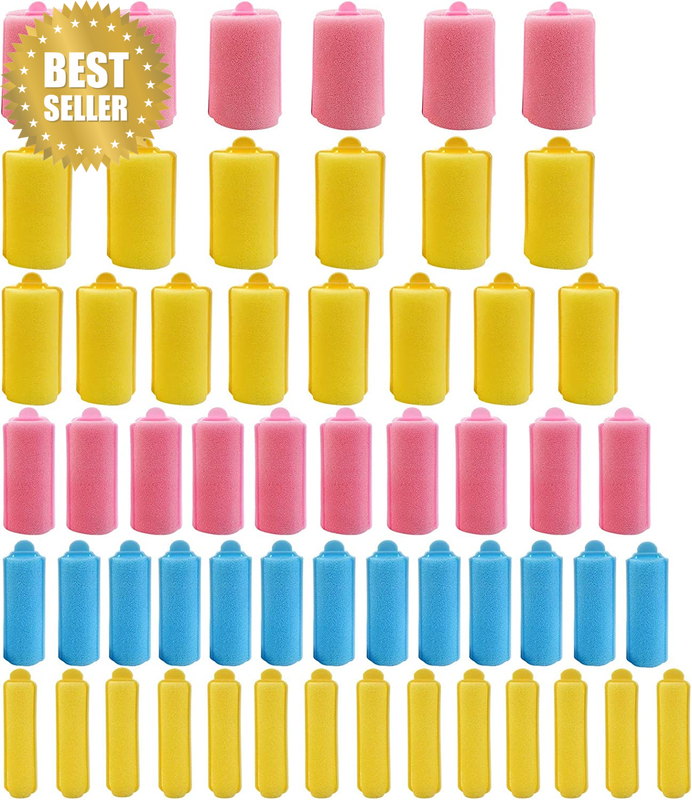 56 Pieces 6 Sizes Foam Sponge Hair Rollers Mini Foam Hair Styling Curlers Flexib