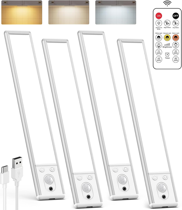 Under Cabinet Lighting Wireless, 2200mAh Rechargeable Battery Operated Motion Se