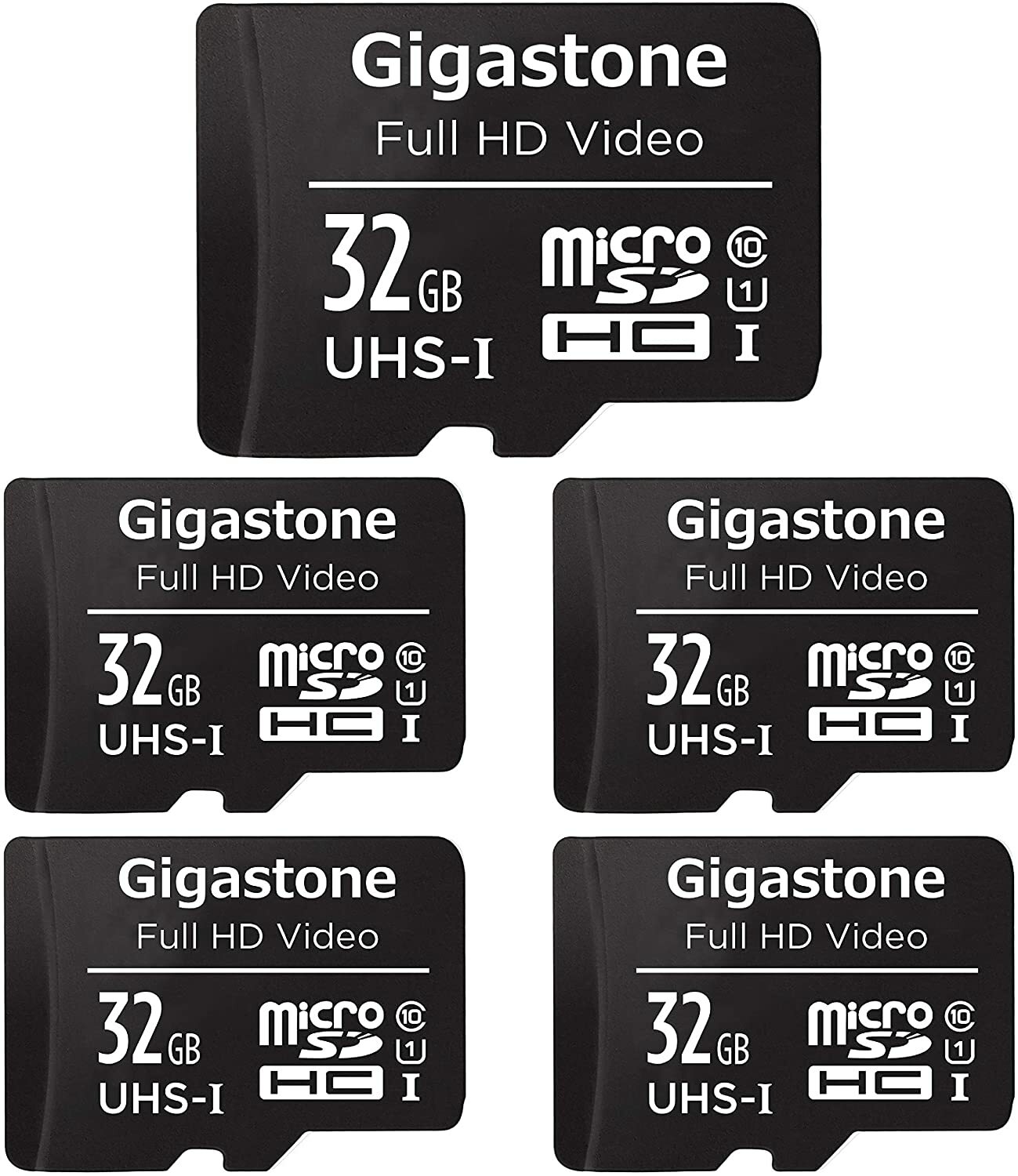 Gigastone 32GB Micro SD Card 5-Pack, Full HD Video, Surveillance Security Camera