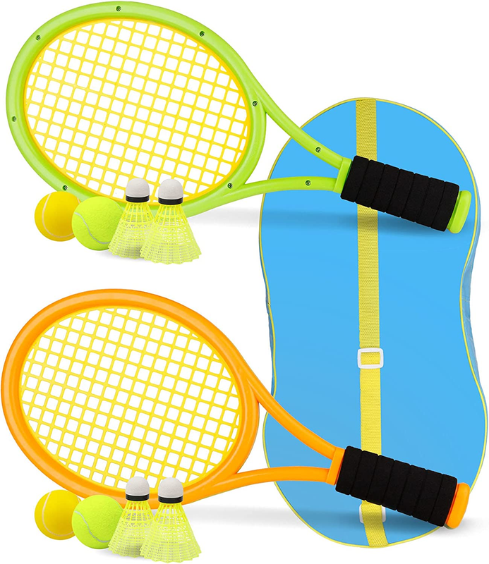 Kids Tennis Racket,17 Inch Plastic Tennis Racket with 2 Soft Balls,2 Tennis Ball