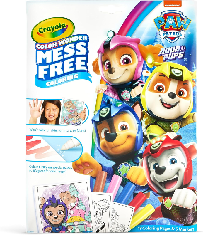 Colour Wonder Mess Free Colouring Pages W/Marker Paw Patrol Kids 3Y+