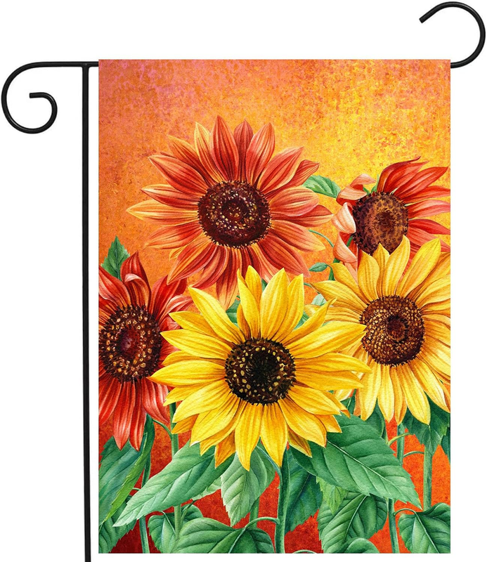 Fall Garden Flag Sunflower Yard Flag for outside Late Summer Flags 12X18 Double