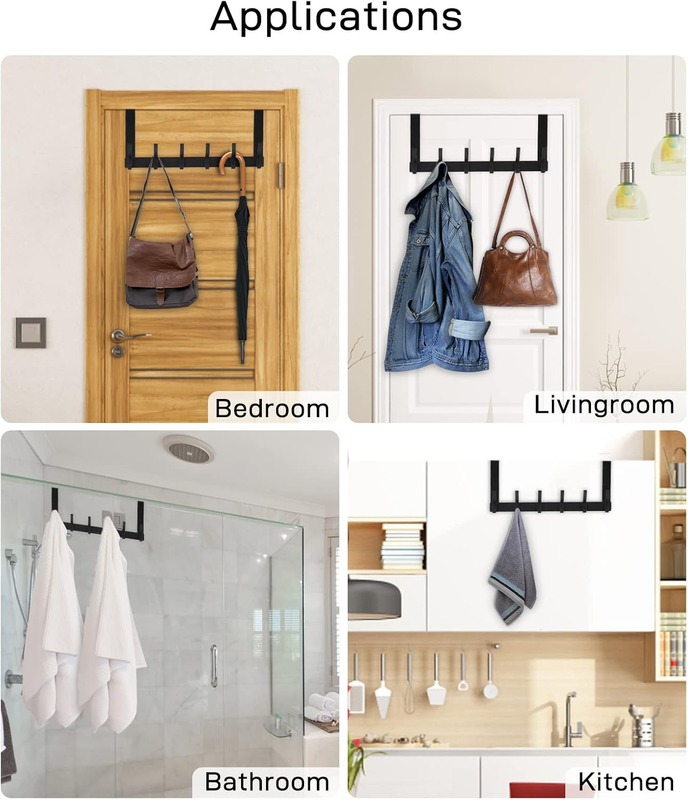 Door Hanger Hook, Coat Hanger for Door Over The Door Hooks with 12 Coat Hooks fo