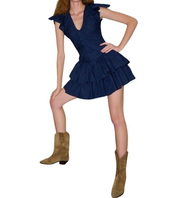 Pre-owned Love The Label Minette Dress In Navy - Size S In Blue