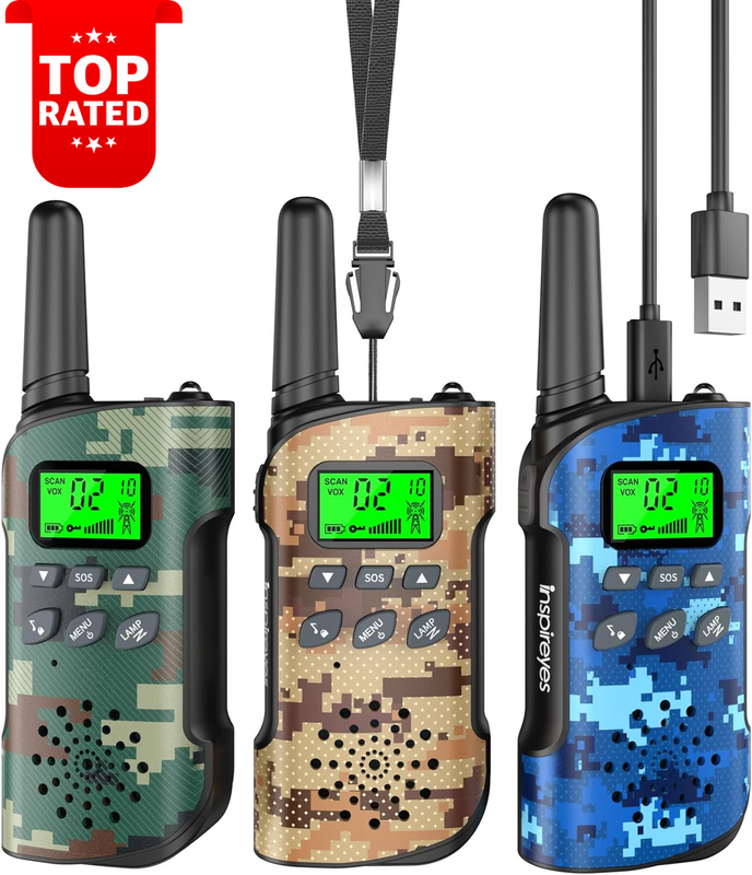 Rechargeable Kids Walkie Talkies 3 Pack Long Range 2-Way Radios Ages 3+