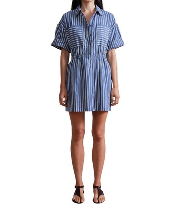 Pre-owned Apiece Apart Palmera Mini Dress In Indigo Stripe - Size S In Blue