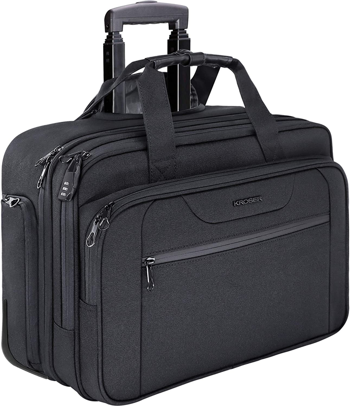 Rolling Laptop Bag Premium Wheeled Briefcase Fits Up to 17.3 Inch Laptop Water-P