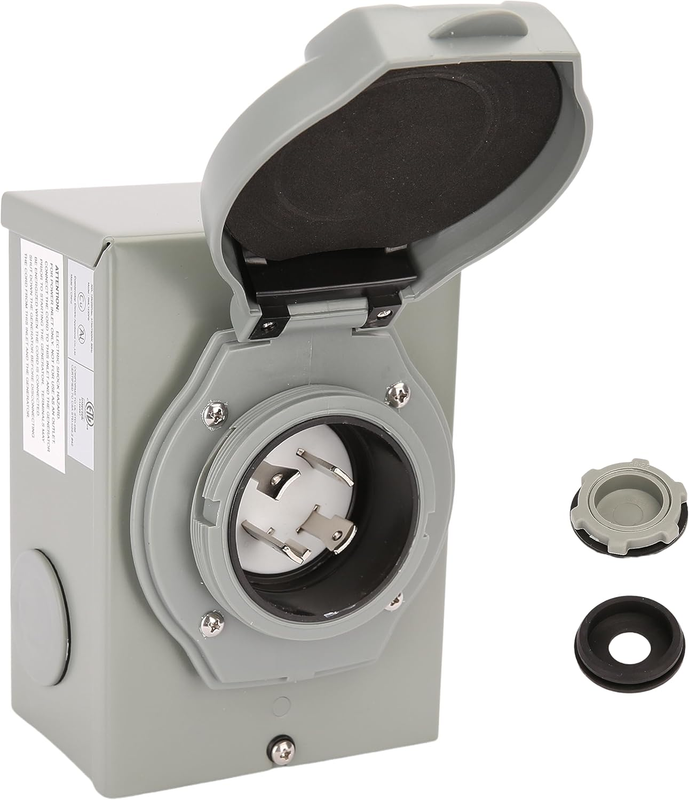 PTR0105 Weatherproof 30 Amp NEMA 3R Generator Power Inlet Box, NEMA L14-30P, 125