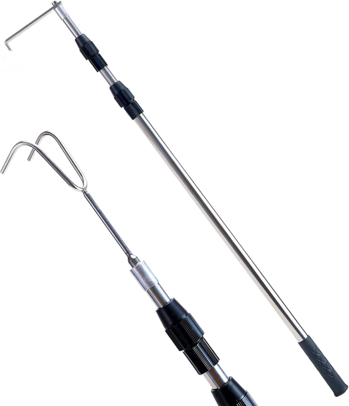 6.3 Ft Truck Cargo Grabber Reach Retriever Tool with Two Hooks, Pickup Truck Bed