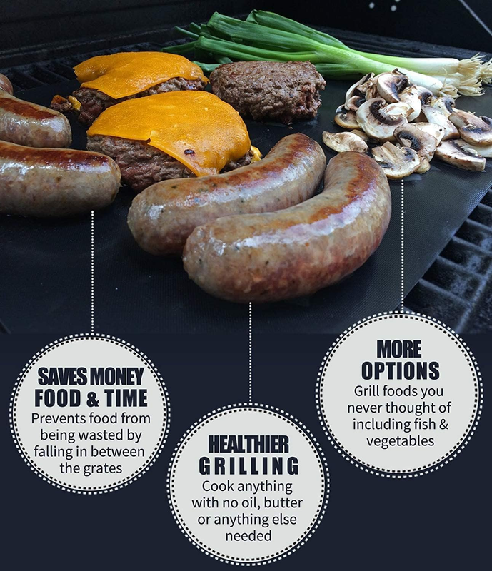 BBQ Grill Mat Set of 5,Reusable Non-Stick Coating Grilling Mats,Heat Resistant,E