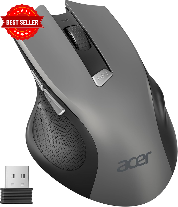 Wireless Mouse for Computer, 6 Buttons, 1600 DPI Adjustable, Optical Tracked, La
