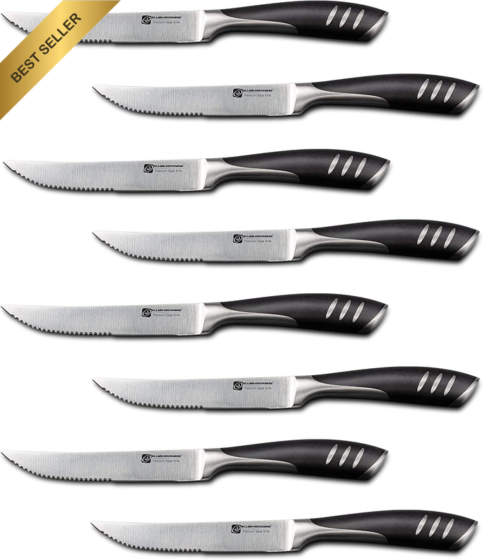 Premium 8-Piece German High Carbon Stainless Steel Steak Knife Set, Double Forge