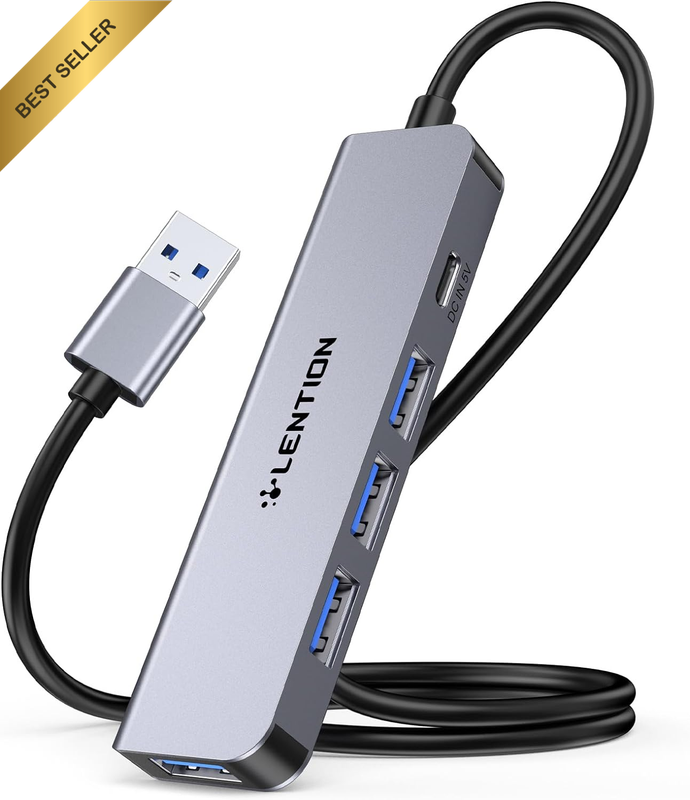4-Port USB 3.0 Hub w/ 2Ft Cable & USB-C Power Supply Port