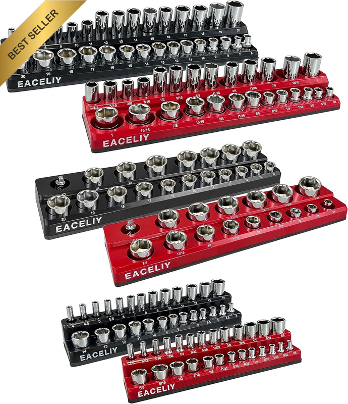 6Pcs Magnetic Socket Organizer Set, 1/4